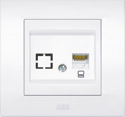 Розетка комп’ютерна ABB Cosmo RJ45 cat 6 білий 619-010200-247