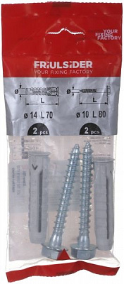 Дюбель универсальный с винтом для дерева 14x70 мм 2 шт. Friulsider