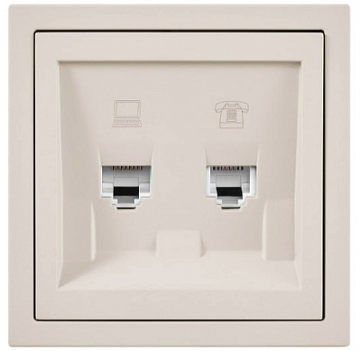 Механізм розетки комп'ютерна + телефонна HausMark Juna IP20 пісочна/бежевий 7041-1888U2-143