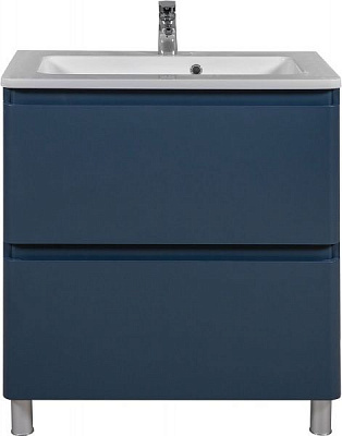 Тумба підлогова Aqua Rodos Акцент синій мат з умивальником Альфа 80
