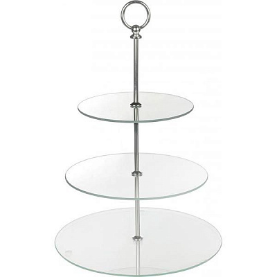 Блюдо 3х ярусное прозрачное 30 см