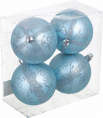 Набор елочных шаров орнамент d 80 мм 4 шт./уп.