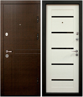 Дверь входная Министерство дверей ПК 180/161 венге горизонт темный / царга белая текстура 2050x960 мм правая