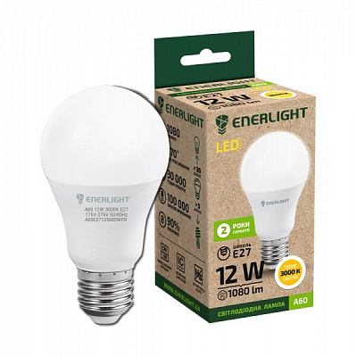 Лампа светодиодная Enerlight 12 Вт A60 матовая E27 220 В 3000 К A60E2712SMDWFR 