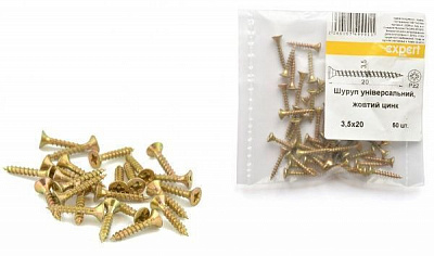 Шуруп універсальний потайна головка ЦЖ 3,5x20 мм 50 шт. жовтий Expert Fix