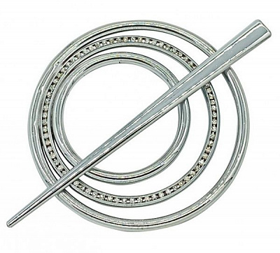 Заколка Круг 2 Элит d90 мм серебро глянец В0024-2 MISLT