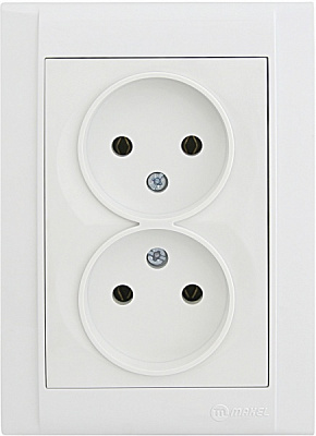 Розетка двойная без заземления Makel Defne без шторок белый 42001017