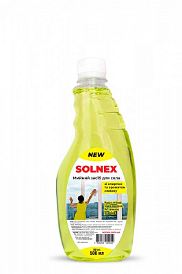 Засіб миючий для скла та дзеркал SOLNEX зі спиртом та ароматом лимону запаска 0,5 л