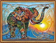 Набор для вышивания бисером на художественном холсте Мозаичный слон AB-368 420х340 мм Абрис Арт
