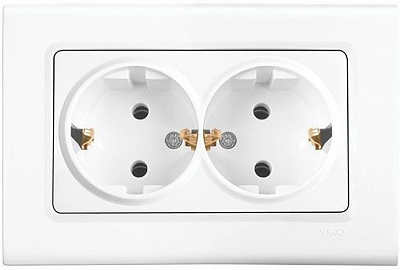 Розетка двойная с заземлением Viko Linnera без шторок без крышки белый 90400056