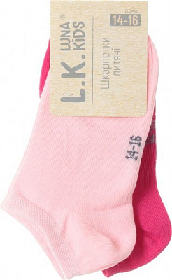Комплект носковдля девочек Luna Kids коротких р.14–16 фуксия светло-розовый 