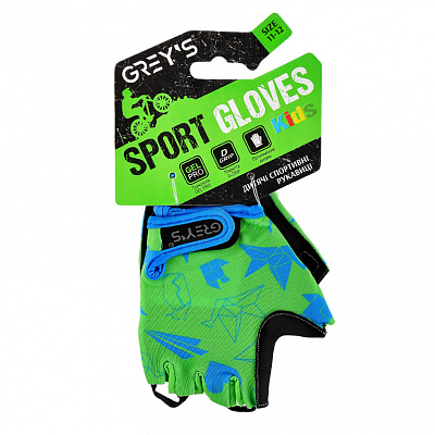 Велоперчатки GREY'S детские GR18714 11/12 зеленый с черным