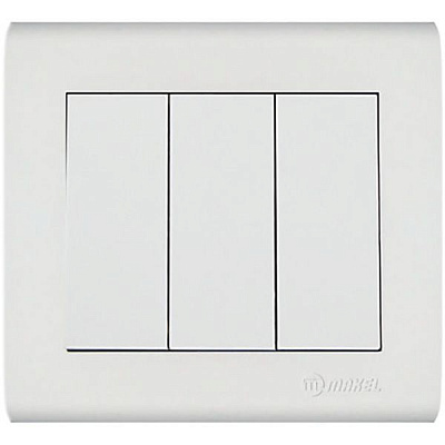 Вимикач триклавішний Makel Manolya без підсвітки 10 А 250В білий 41001091