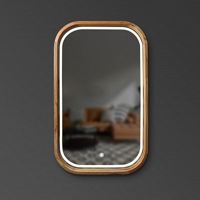 Зеркало со встроенной подсветкой Luxury Wood Reliability SLIM LED ясень темный 550x750 мм 
