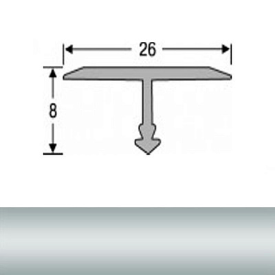 Поріжок алюмінієвий АТ-26 анодований тавровий TIS 2700 мм срібло