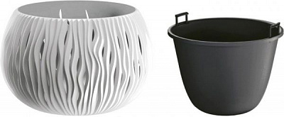 Горщик пластиковий Prosperplast Sandy Bowl 2 в 1 круглий 3,9л білий (23063-449)