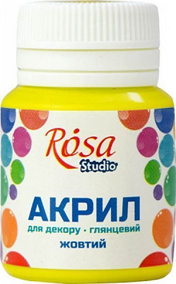 Акрил для декора Желтый, глянцевый, 20 мл Rosa Studio