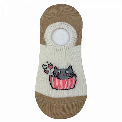 Шкарпетки жіночі Premier Socks Котик в чашці р.23-25 бежевий із білим