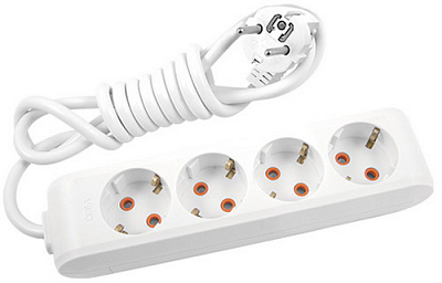 Удлинитель 16 А 230 В с заземлением 4 гн. белый 3 м 90114403 