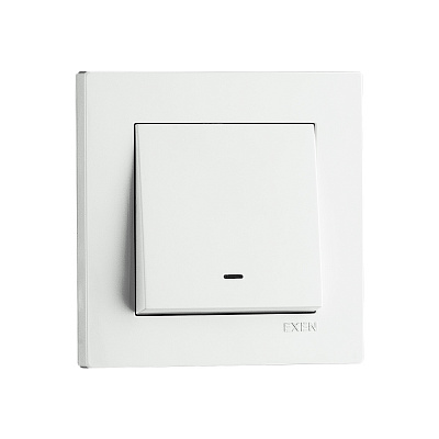 Вимикач кнопковий одноклавішний EXEN Karell з підсвіткою білий 290-000102-201