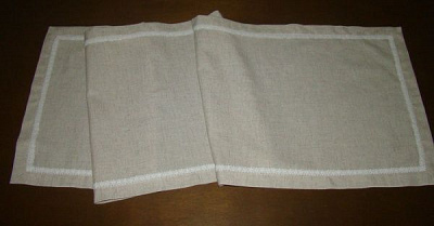 Дорожка с бордюром и круживом 650-16/00 40x140 см льняной Эдельвика 