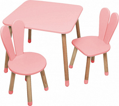Комплект мебели детский ArinWOOD Зайчик Розовый (столик + 2 стульчика) 04-025R+1 