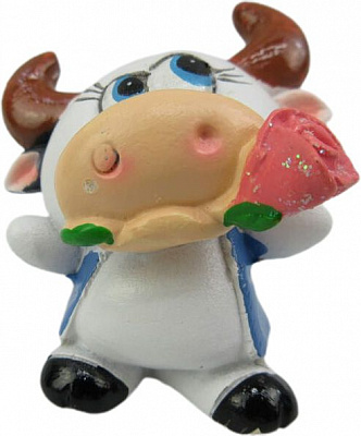 Сувенір Бичок з квіткою 6 см ZY193016