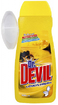 Туалетний блок Dr.Devil 3 в 1 WC-гель Лимонна свіжість 400 мл із кошиком 8267