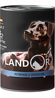 Консерва для взрослых собак для всех пород LANDOR Adult Ягненок и лосось 400 г