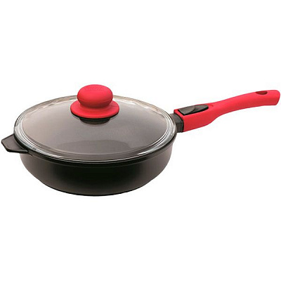 Сковорода з антипригарним покриттям знімна ручка + скляна кришка 22 см Титанал 2206РС Biol