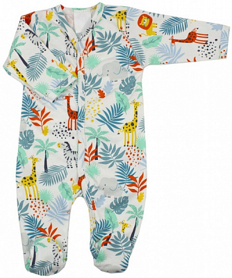 Комбинезон для мальчика Маленькие люди Зверюшки р.68 белый с рисунком