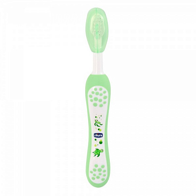 Дитяча зубна щітка Chicco із ергономічною ручкою зелена 6-36 міс. м'яка 1 шт.