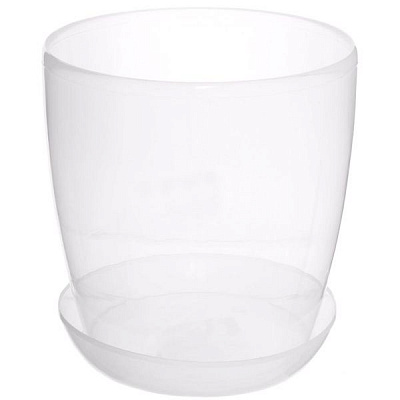 Горшок пластиковый Омела глянцевый круглый 1,4л прозрачный 