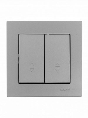 Выключатель проходной двухклавишный Lezard Vesna без подсветки серый 742-3588-106