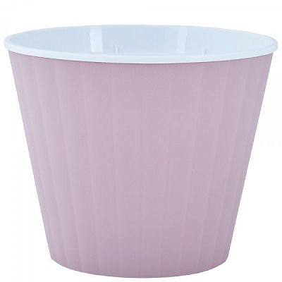 Горщик пластиковий Алеана Ібіс з подвійним дном круглий фрезія/білий (114036)