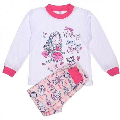 Піжама дитяча для дівчинки Татошка 0106271 р.122 біло-рожевий