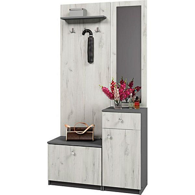 Прихожая с зеркалом Грейд Бристоль 2 дуб крафт белый графит серый