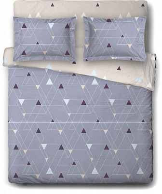 Комплект постільної білизни Diamond семейный бежевий із блакитним Ibodo