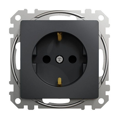 Розетка силовая с заземлением Schneider Electric Sedna Design со шторками без крышки черный SDD114022