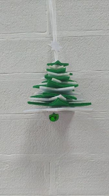 Подвеска Діамантові ручки Елка Звезда 3D зелено-белая 20 см 125139