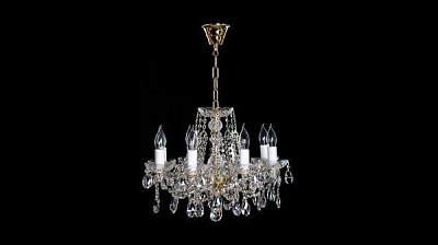 Люстра подвесная Crystal Life 8x40 Вт E14 золото A1316LM-8GO