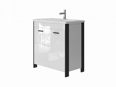 Тумба напольная ЮВЕНТА Brooklyn - 80 черный с умывальником Soft-80