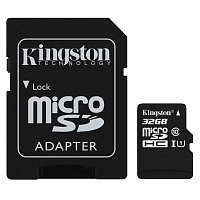 Карта памяти Kingston microSDHC 32 Гб Class 10 UHS-I + adapter U1