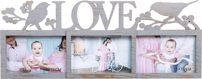 Рамка для фото Love 3 шт. 10x15 см серый с золотым 