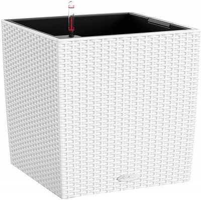 Вазон пластиковый Lechuza Cube Cottage 30 квадратный 25,2л белый (15376) 