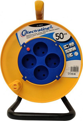 Удлинитель на катушке Electraline без заземления 4 гн. желтый 50 м 49012 