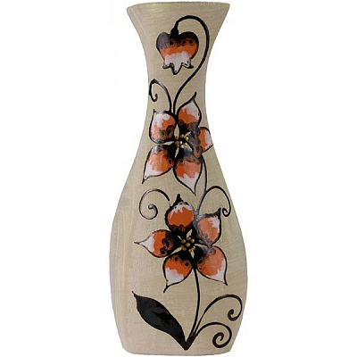 Ваза керамическая бежевая Лейла цветок 40х10 см