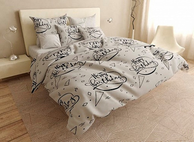 Комплект постельного белья Happy Dreams 1,5 бежевый с рисунком La Nuit 