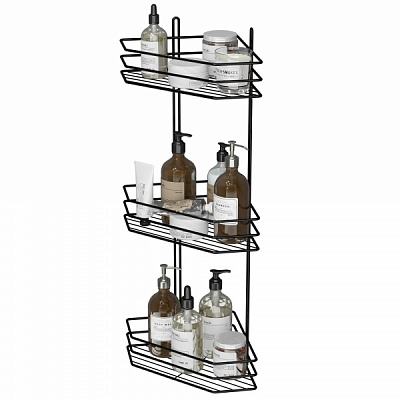 Полка угловая 3-ярусная 25 см черная 