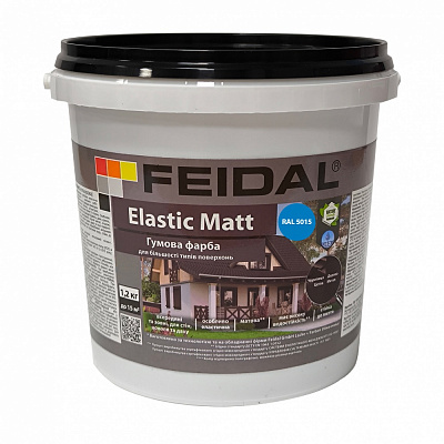 Фарба гумова водоемульсійна Feidal Elastic Matt Ral 5015 мат блакитний 1,2кг